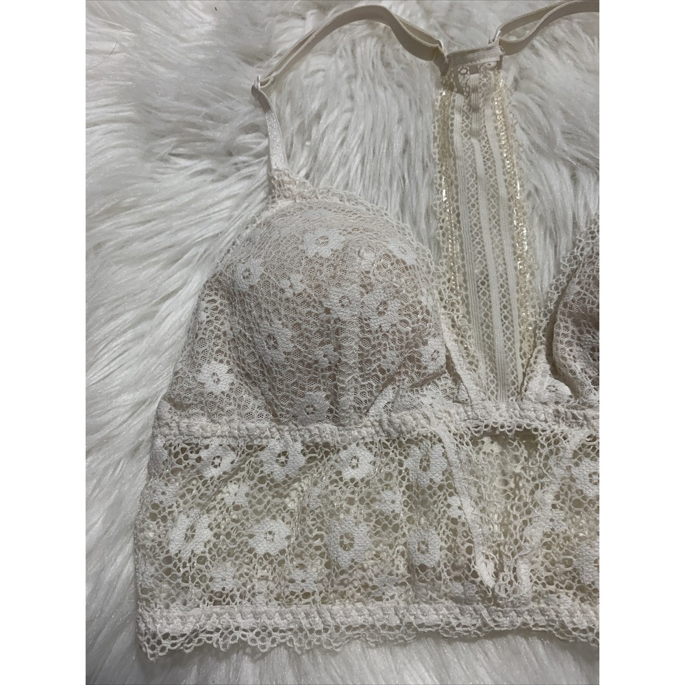 victoria secret small sexy bralette white lightly lined racerback floral pattern - Picture 4 of 9